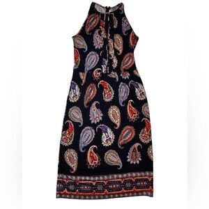 Tory Burch Navy Libby SILK Paisley Midi Dress with Multicolor Print MINT 🌱